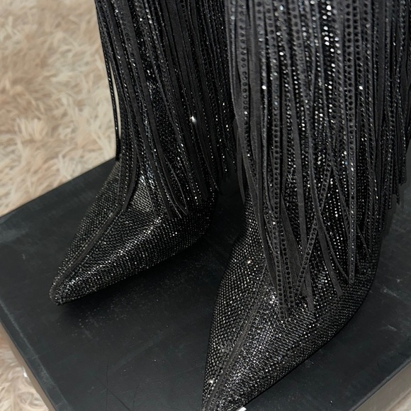 INC International Concepts Women's Black Fringe Ankle Boots - Picture 4 of 6